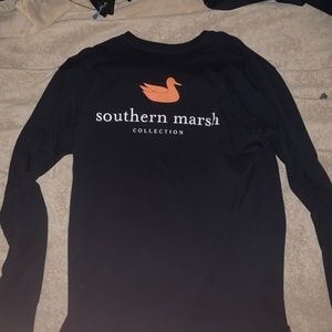 Southern Marsh Long sleeve shirt Navy/Orange